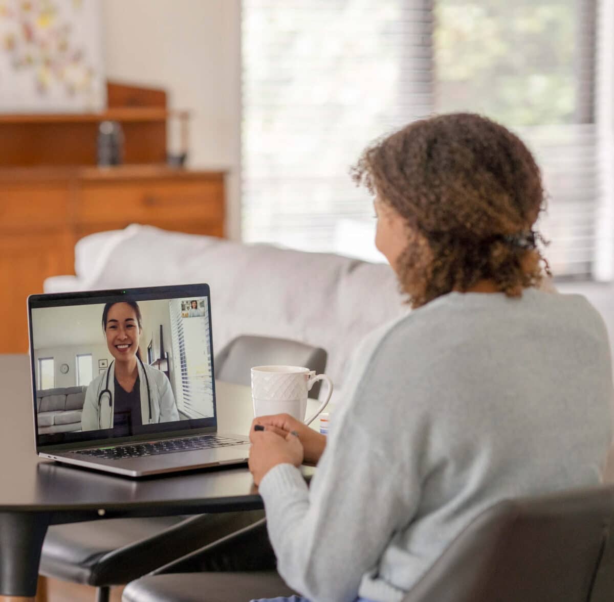 Patient meeting with doctor on video call