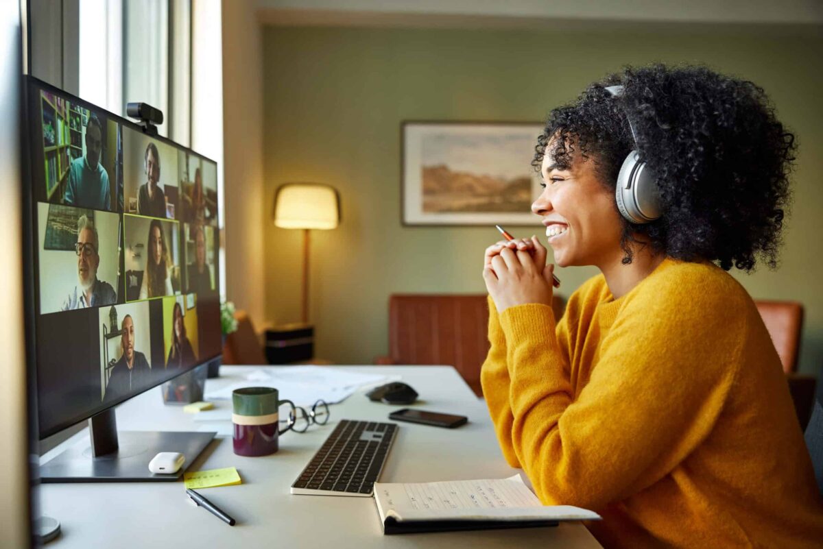 Woman on video call