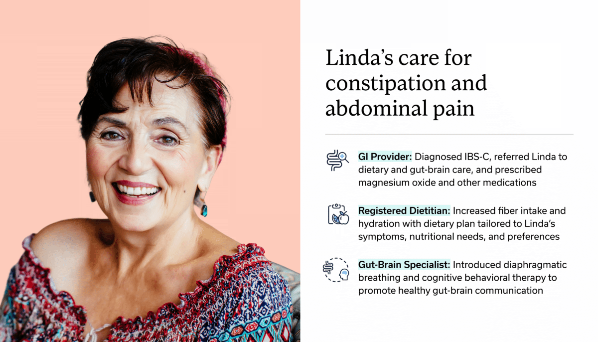 Linda’s care for constipation and abdominal pain