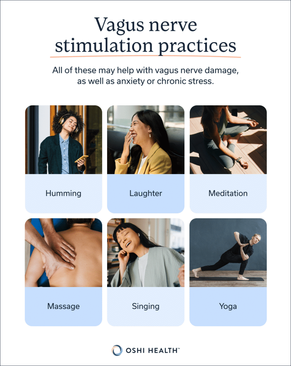 Infographic showing examples of vagus nerve stimulation practices.
